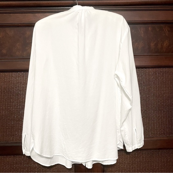 Uniqlo White Rayon Pintuck Long Sleeve Blouse‎ Size XL Office Classic Work - Picture 5 of 9